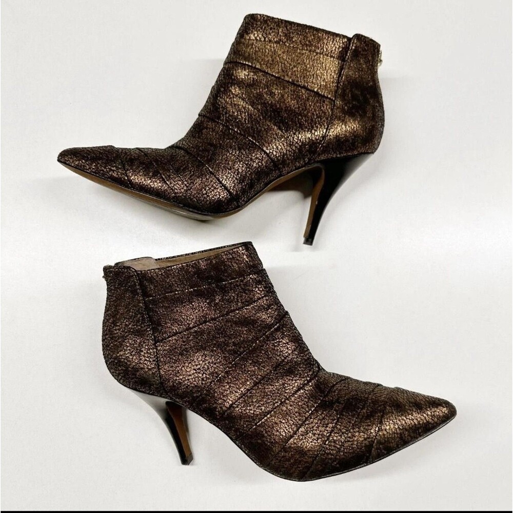 Donald J Pliner Booties Womens Size 7.5 Bronze Metallic Ankle Boots Heels